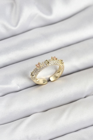 Pirinç Gold Renk Zirkon Taşlı Kadın Yüzük Altın 51593873