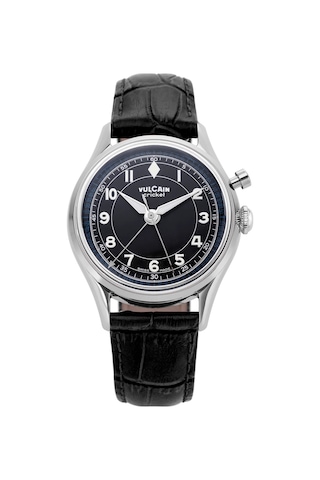 Vulcain Cricket Classique 36 Mm Black - White/blue Sapphire Caseback Mekanik Alarm Erkek Kol Saati Metalik