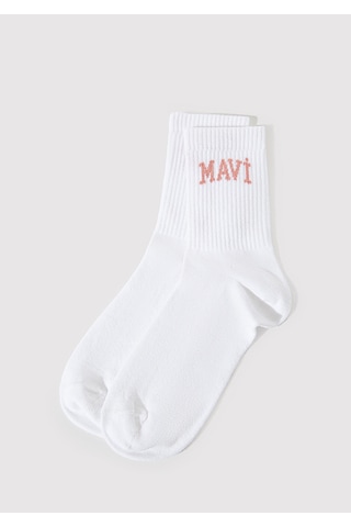 Mavi - Mavi Logo Detaylı Beyaz Soket Çorap 1912726-620 Beyaz