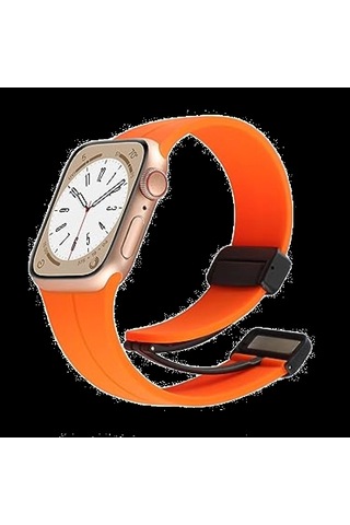 Piili Apple Watch Uyumlu 42-44-45-49 Mm Rubber Kayış Turuncu