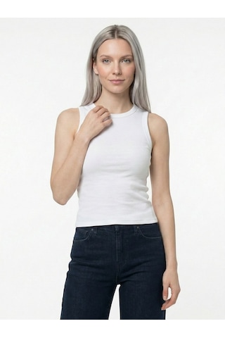Slim Fit Kadın Bluz K.kol Beyaz