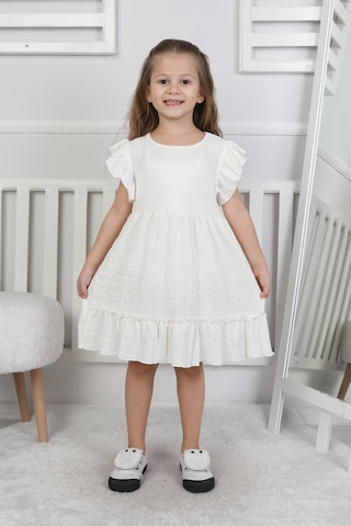 New Kids Kız Çocuk Elbise-90447 Beyaz