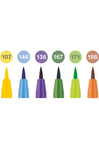 Faber-Castell Pitt Artist Pen Fırça Uçlu Kalem Seti, 6'lı Yaz, Işığa Dayanıklı, Su Geçirmez, Kalıcı Mürekkep