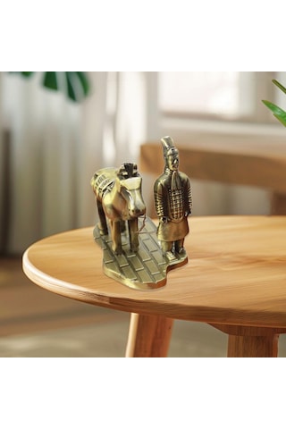 Homyl Antik Çin Qin Heykeli Alaşımlı Ev Modeli Terakota Genel 6,3 Cm X 6 Cm X 3,5 Cm
