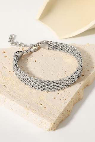 Chavin 8 Mm Silver Çelik Kadın Zincir Bileklik Et83by Gümüş