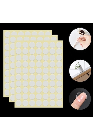 Sones 10 Adet/sayfa 60x0.8mm Yuvarlak Şeffaf Çift Taraflı Yapışkan Bant Su Geçirmez İz Bırakmayan Akrilik Yapıştırıcı