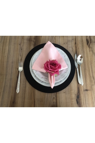 Açık Pembe Kumaş Peçete 6 Adet 40x40 Cm Çok Renkli