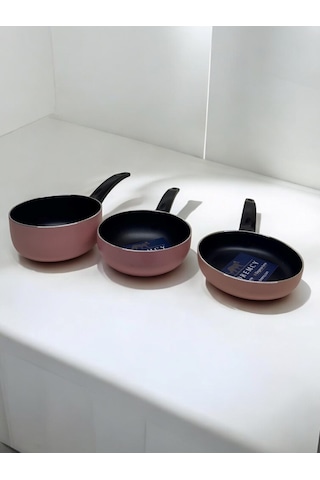 Doremcy Teflon 3'lü Sos Ve Sütlük Takımı Sos Tavası Sütlük Mini Sos Pudra