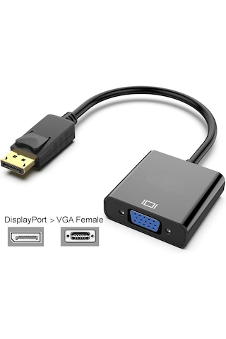 Daytona Zr140 Displayport To Vga Çevirici Dp Erkek Kadın Vga Monitör-pc Dönüştürücü Görüntü Kablosu
