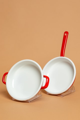 La Vita Rossa 2 Li Kulplu Ve Saplı Kırmızı Sahan Seti Kırmızı