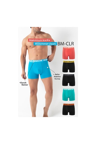 Boun Marche Erkek Boxer Likralı 6'lı Kutu Robin Robin Renkli