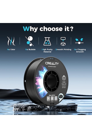 Creality Petg Filament 1,75 3d Yazıcı Filamenti: Mükemmel Dayanıklılık, Yüksek Hassasiyet, Boyutsal Doğruluk +/- 0,02 Mm, 12 Kg Makara 26 Lbs , Çoğu Fdm 3d Yazıcıya Uygun, Siyah Petg