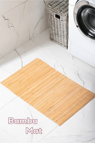 Bambu Kaydırmaz Tabanlı Banyo Paspası/ Matı Katlanabilir Koku Yapmaz Paspas 70 45 Cm Kahverengi