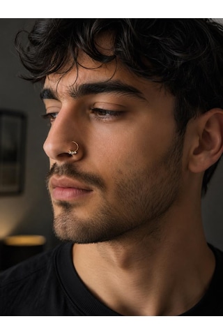 925 Ayar Gümüş Minimal Burun Hızması Piercing Zirkon Taşlı Unisex Halka Nose Ring Günlük Kullanım Şık Tasarım Gri 15640405