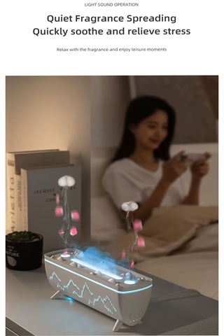 Hava Nemlendirici Ve Yağ Difüzörü - Aromaterapi Makinesi - 3 Renk Led Işık Beyaz