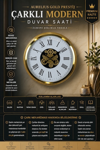 Aurelius Gold 60 Cm Çarklı Duvar Saati C-6054g