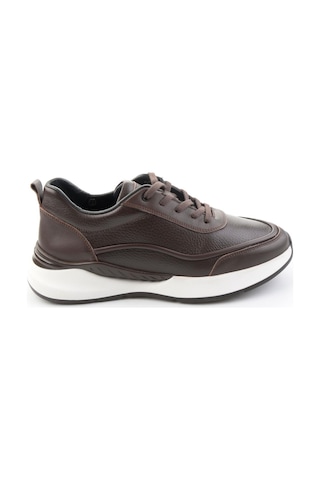 Kahve Hakiki Deri Erkek Sneaker E01958176543 Kahve