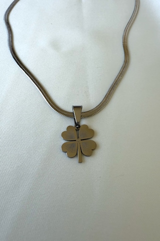 Jewels Of Hope İtalyan Zincir 4 Yapraklı Yonca Kolye 47 Cm Kadın Paslanmaz Çelik Kolye Gümüş