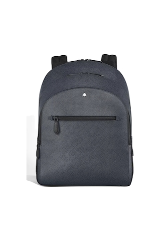 Montblanc Sartorial Deri 3 Bölmeli Orta Boy Sırt Çantası 222115 Lacivert