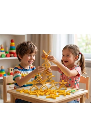 Akrobat Denge Oyunu - Montessori Eğitici Koordinasyon Geliştirici Oyuncak Kulesi -10adet- Sarı