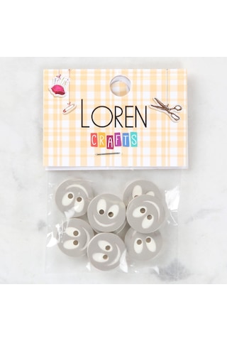 Loren Crafts 8 Li Gülen Yüz Gri Rengi Düğme - 0519