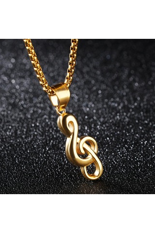 Gümüş Opk Yaratıcı Müzik Sembolü Kolye Titanyum Çelik Erkek Kolye Havlu