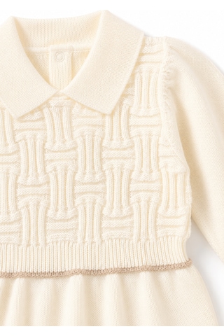 Babyhola Unisex Triko Patikli Bebek Tulum 5603 Ekru