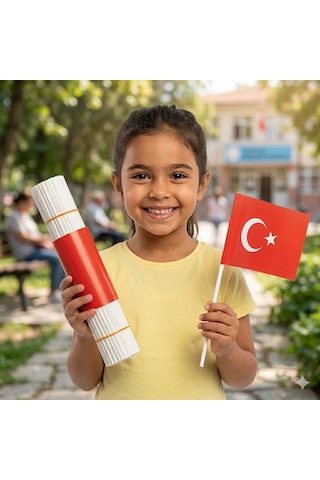 20x30 Cm Çubuklu Kağıt Türk Bayrağı - 40 Adet - Okul Ve Bayram Süslemeleri İçin Tek Ebat