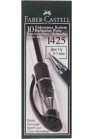 Faber-Castell 1425 Iğne Uçlu 10'Lu Paket Siyah Tükenmez Kalem
