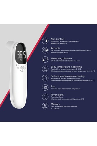 Besthome1 Çift Prob Dijital Termometre, Hassas Hızlı Alın/kulak Sıcaklığı Ölçer, Arka Aydınlatmalı Ekran