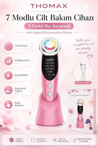 Yüz Sıkılaştırma Cihazı Kırışıklık Leke Giderme Ultrasonik Cilt Temizliği Peeling Cilt Bakım 7 Mod
