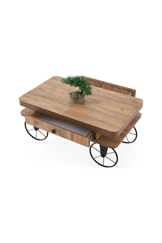 Satranç Tavla Akıllı Yemek Masası Orta Sehpa Tekerlekli Ceviz