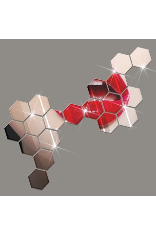 Vkemall Küçük Altıgen Gümüş Akrilik Ayna Sticker - Ev Dekorasyonu Dıy Fonksiyonel Sanat Duvar Dekoru Gümüş