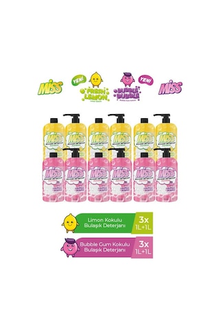 Miss Bulaşık Deterjanı Limon + Bubble 12'li