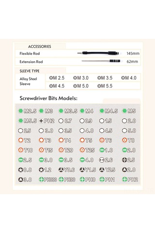 Singree 52'li Profesyonel Vidalı Seti - Dizüstü, Telefon, Saat Tamiri İçin Çok Fonksiyonlu Alet Takımı