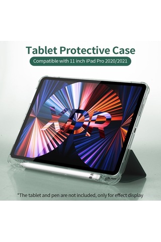 Yunboo 11 İnç İpad Uyumlu Uyumlu Pro 2020/2021 Uyumlu Kalem Yuvası Otomatik Uyku/uyanma Tablet Kılıfı Kapaklı Kılıf Kapaklı Kılıf