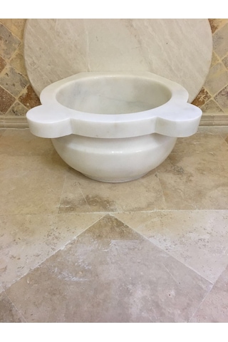 Beyaz Düz Mermer Kurna