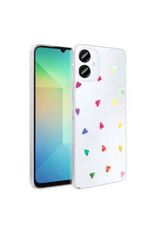 Zore Samsung Galaxy Uyumlu A06 Kılıf Şeffaf Figürlü Zore Folk Sert Kapak - Fiyonk Beyaz
