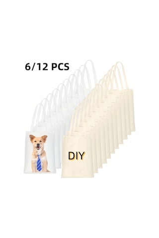 Willowhaven 12 Adet Bej Sublimasyon Çanta 12.2x14.2 İnç Dıy Dekorasyon Alışveriş Çantası