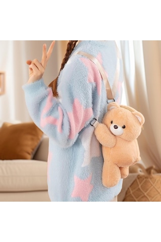 Homyl Ayarlanabilir Askı Seyahat Sırt Çantası Ile Peluş Ayı Açık Kahverengi