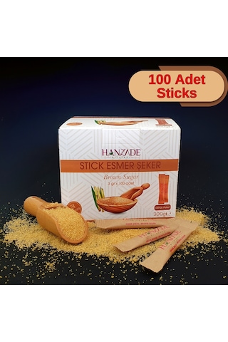 Hanzade Bitkisel Stick Kahverengi Esmer Şeker 100 Sticks 300 G