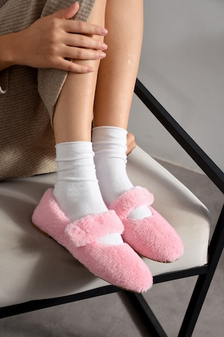 Nmoda Ultra Yumuşak Peluş Kadın Ev Babeti Ses Yapmaz Hafif Taban Panduf Pembe
