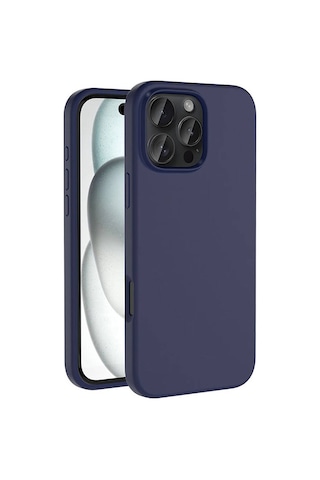 Apple Uyumlu iPhone 16 Pro Kılıf M-safe Şarj Özellikli Sıvı Teknolojili Silinebilir Sert Zore Kivi Kapak Lacivert