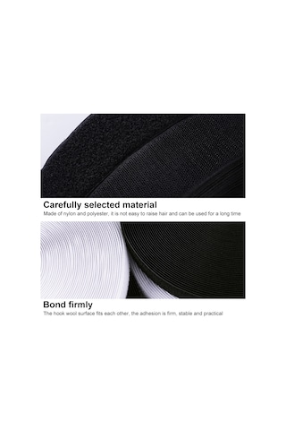 2.5cm Geniş Naylon Giyim Tekstil Aksesuarları Tutkal Cırt Cırt Raptiyesiz Beyaz