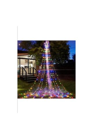 Tepe Yıldızlı Rgb Solar Led Yılbaşı Ağacı,duvar Süsü Kumandalı Ve Animasyonlu Işık Çok Renkli