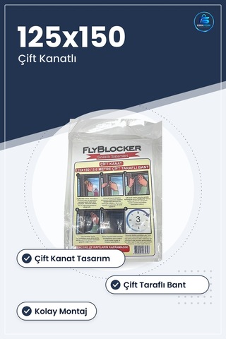 Çift Kanat Pencere Sinek Perdesi Sineklik Taraflı Bantlı 125x150