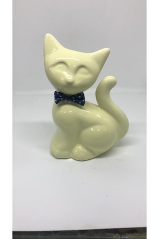 Lebron Masaüstü Dekoratif Seramik Kedi Objesi Sarı