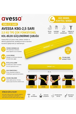 Delux Serisi Kbg-2,5 Sarı 2,5 Kg Kol-bilek Güçlendirme Çubuğu Vücut Fitness Bireysel Spor