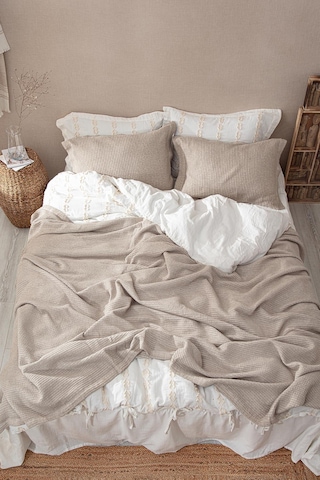 Ecocotton Sara Bej Çift Kişilik %100 Organik Pamuk Pike/yatak Örtüsü Seti 220 240 Cm Bej