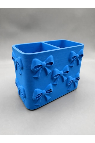 3d Baskı Fiyonk Desenli Bölmeli Kalemlik - Masaüstü Organizer - Mavi Çok Renkli 3d Baskı Fiyonk Desenli Bölmeli Kalemlik - Masaüstü Organizer - Mavi Çok Renkli
